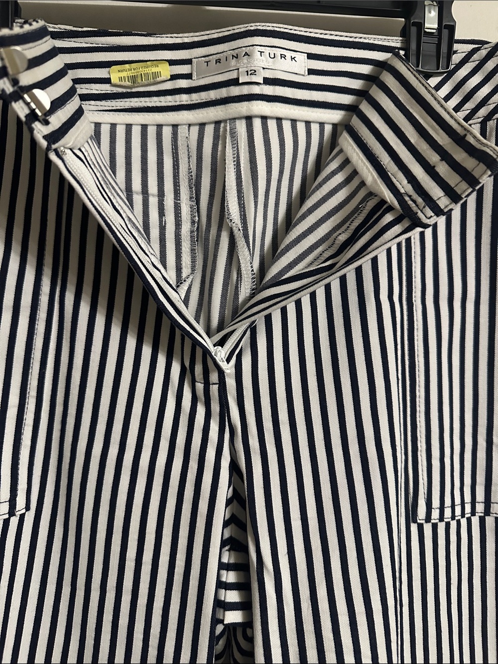Trina Turk Navy & White Vertical Stripe Chinos
